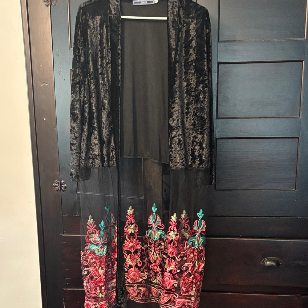 Vibrant Embroidered Sheer and Cardigan